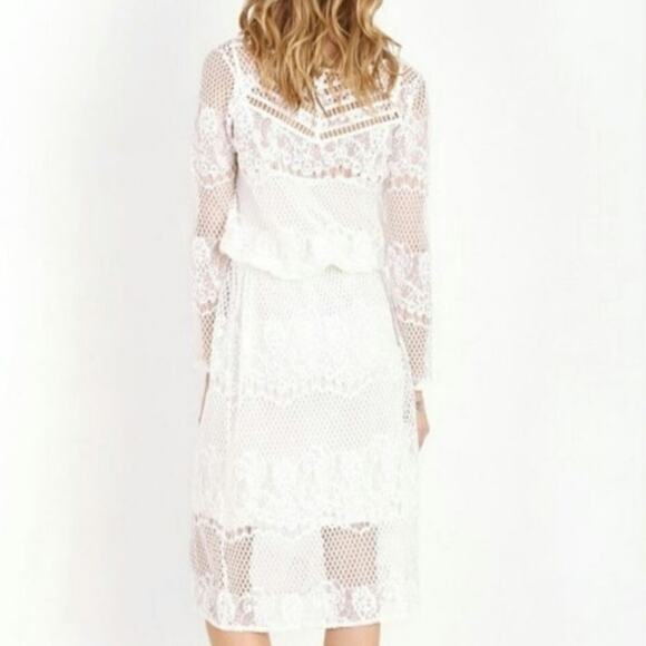 NWT Free People White Luna Lace Sheer Large Dress - Picture 6 of 10